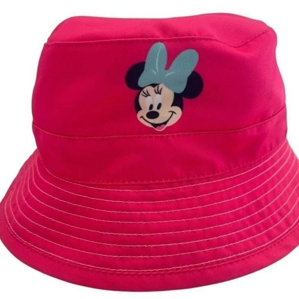 Disney Junior Minnie Bucket Reversible Sun Hat Pink Travel Vacation Parks‎